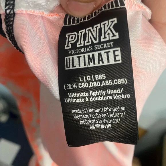 PINK Victoria's Secret Orange and Black Tie-Dye Sports Bra - Picture 4 of 4